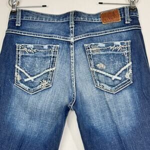 Thick Stitch Stretch Denim Capri Jeans Dark Wash Fade BKE Buckle W32(29) Drew